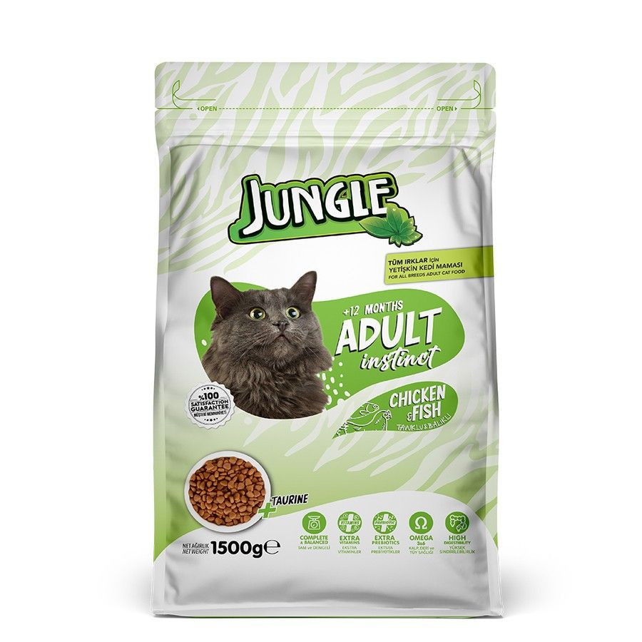 Jungle Adult Dry Cat Food Chicken & Fish 1.5KG