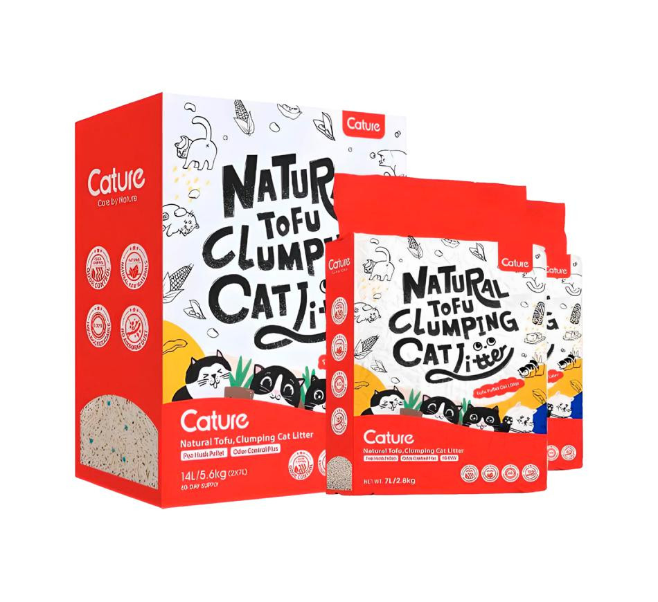Cature Natural Tofu Mix Clumping Cat Litter Tofu and Zeolite 14L/5.6 kg