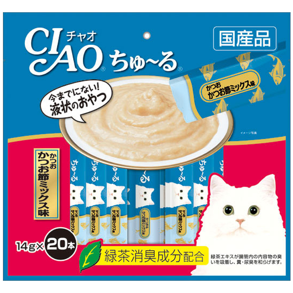 CIAO Churu Cat Treat in Tuna Dried Bonito Mix (20x14g