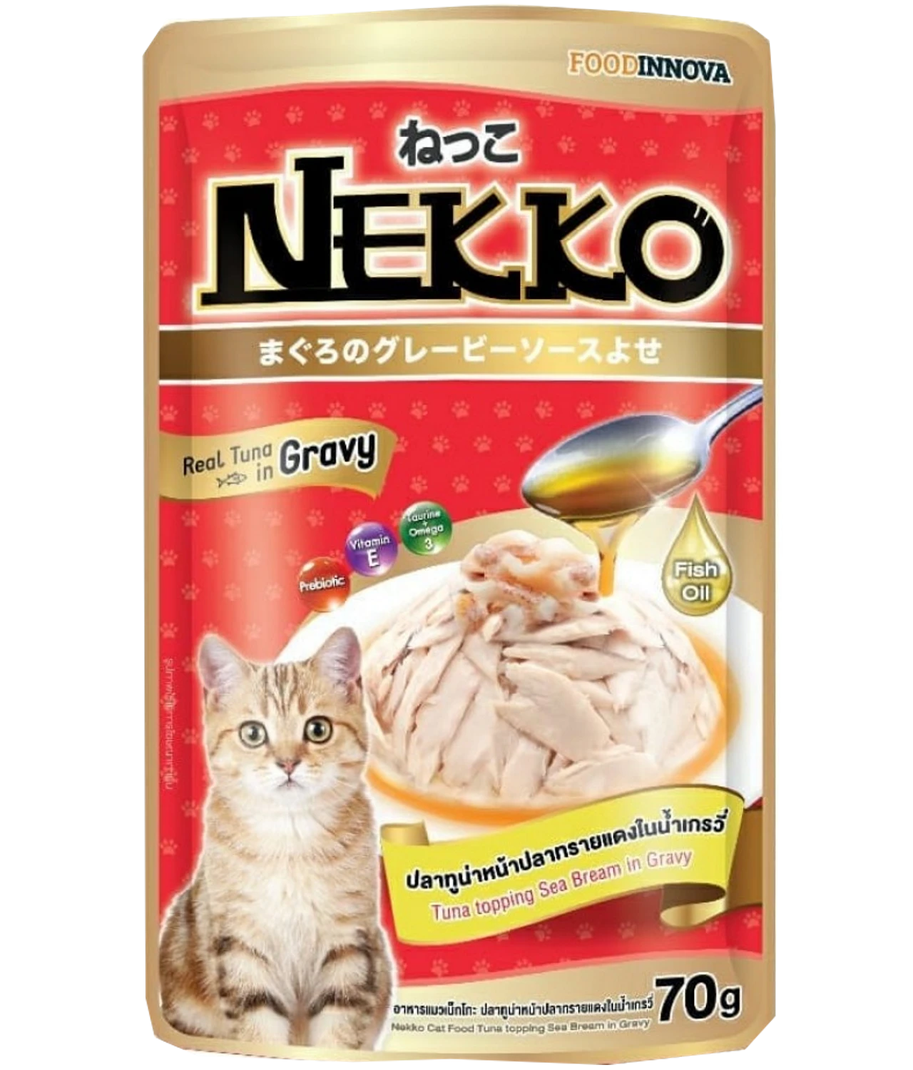 Nekko Cat Pouch Tuna topping Sea Bream in Gravy (70g)