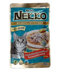 "Treat your cat to Nekko Pouch Tuna Topping Shirasu in Gravy. A delectable 70g wet food with tender tuna, shirasu, and rich gravy for a satisfying meal!"